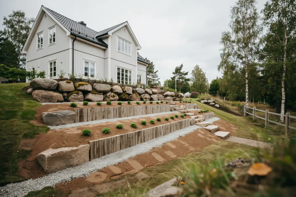 sl nt p tomten s planerar du s ker terrassering som minskar erosion och f renklar sk tseln